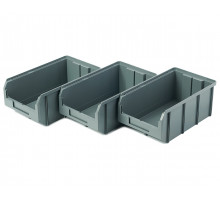 Пластиковый ящик Стелла-техник V-3-К3-серый , 210х370х300мм, комплект 3 штуки