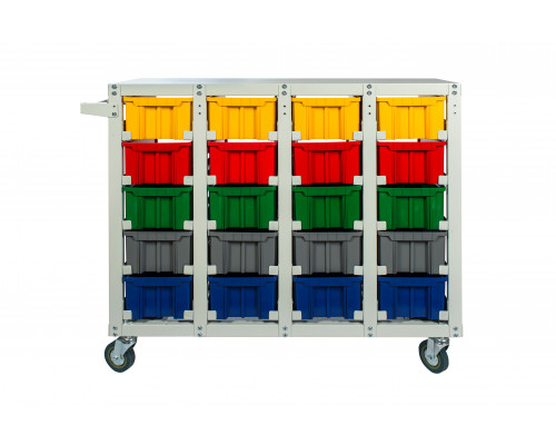 Стеллаж с направляющими мобильный, односторонний, Стелла-техник V3-20-125-И 20 ячеек, грузоподъемность 350кг