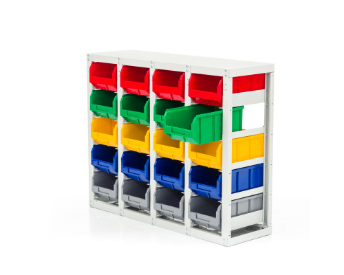 Стеллаж с направляющими Стелла-техник V3-20 стационарный, односторонний, 20 ячеек с ящиками