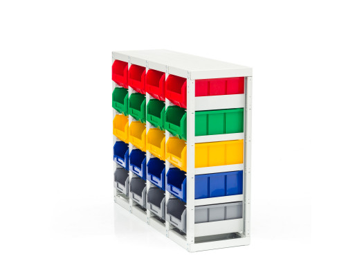 Стеллаж с направляющими Стелла-техник V3-20 стационарный, односторонний, 20 ячеек с ящиками