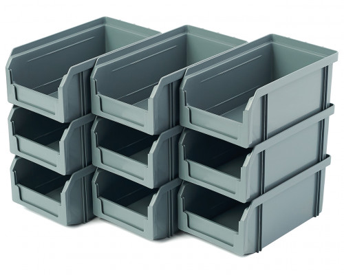 Пластиковый ящик Стелла-техник V-1-К9-серый , 180х310х140мм, комплект 9 штук