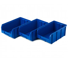 Пластиковый ящик Стелла-техник V-3-К3-синий , 210х370х300мм, комплект 3 штуки