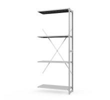 Секция приставная стеллажа металлического ТСУ Универсал, 2000x1060x600 мм. Полки: метал. перф. усил. 4 шт.