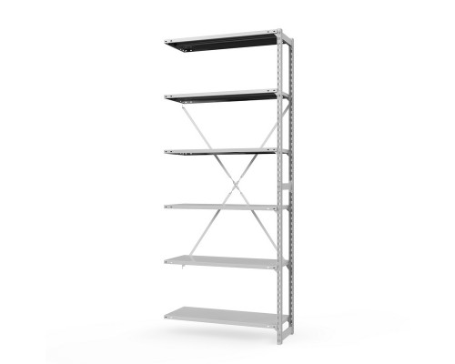 Секция приставная стеллажа металлического ТСУ Универсал, 3000x1060x600 мм. Полки: метал. усил. 6 шт.