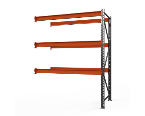 Секция приставная стеллажа металлического Оптима, 4000x1250x785 мм. Ярусы: 3 шт. без настила