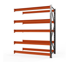 Секция приставная стеллажа металлического Оптима, 2500x1530x785 мм. Ярусы: 5 шт. без настила