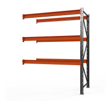 Секция приставная стеллажа металлического Оптима, 3500x1250x785 мм. Ярусы: 3 шт. без настила