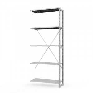 Секция приставная стеллажа металлического ТСУ Универсал, 2500x760x800 мм. Полки: метал. перф. усил. 5 шт.