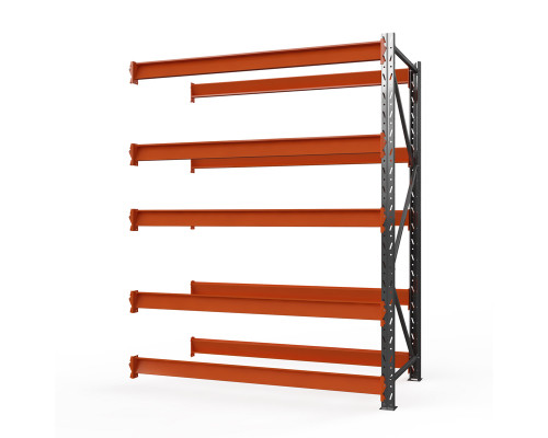 Секция приставная стеллажа металлического Оптима, 4000x1250x785 мм. Ярусы: 5 шт. без настила