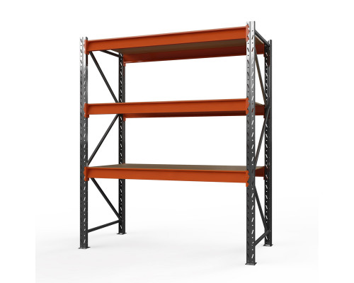 Стеллаж металлический Оптима, 3500x1530x785 мм. Ярусы: 3 шт. фанера