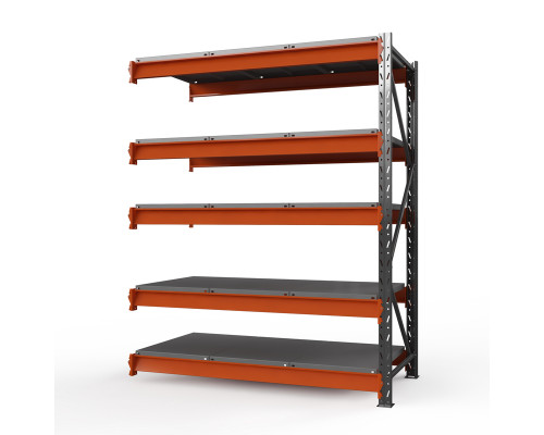 Секция приставная стеллажа металлического Оптима, 3000x1530x785 мм. Ярусы: 5 шт. метал.