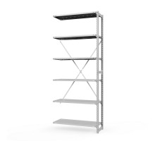 Секция приставная стеллажа металлического ТСУ Универсал, 3000x760x400 мм. Полки: метал. перф. усил. 6 шт.