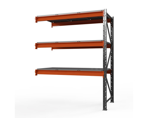 Секция приставная стеллажа металлического Оптима, 3000x1250x785 мм. Ярусы: 3 шт. метал.