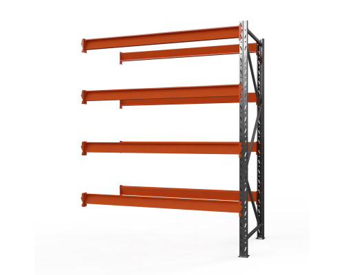 Секция приставная стеллажа металлического Оптима, 3000x1250x785 мм. Ярусы: 4 шт. без настила