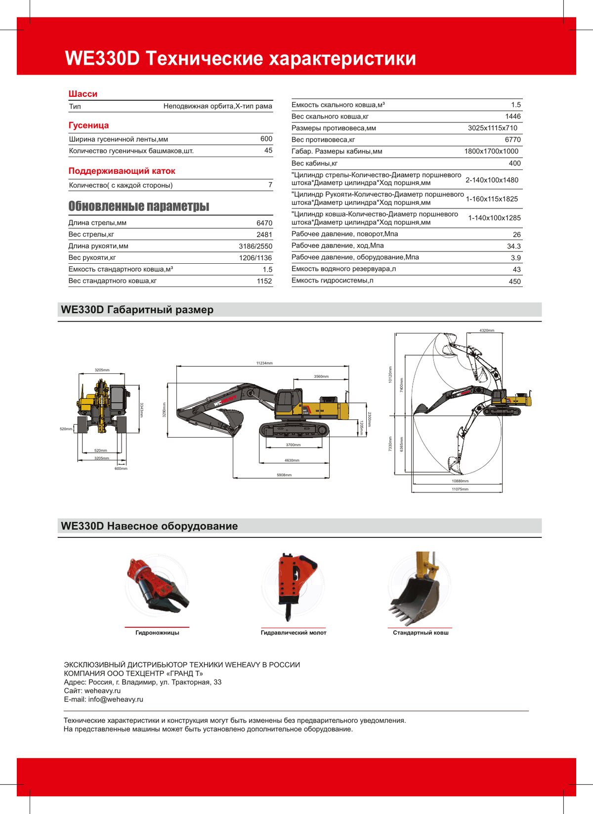 Общие размеры WE330D